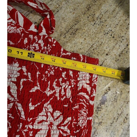 Lot of 2 Old Navy Size XL Red Floral Smocked Tank Ruffle Flowy Boho - Picture 3 of 15